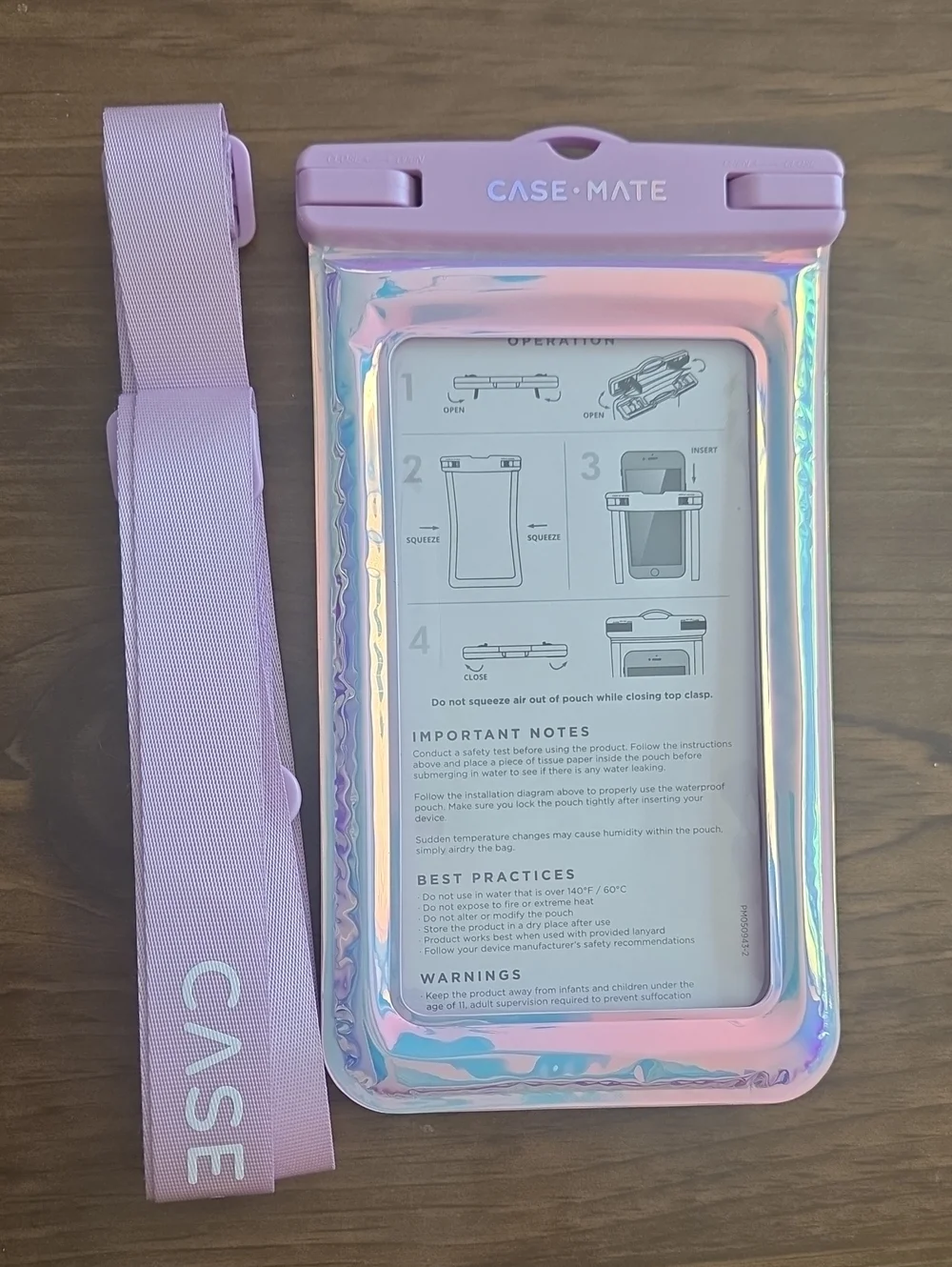 Case-mate Purple Iridescent Holographic Waterproof Phone Pouch with Strap